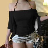 Halter Neck Beaded Strap Top